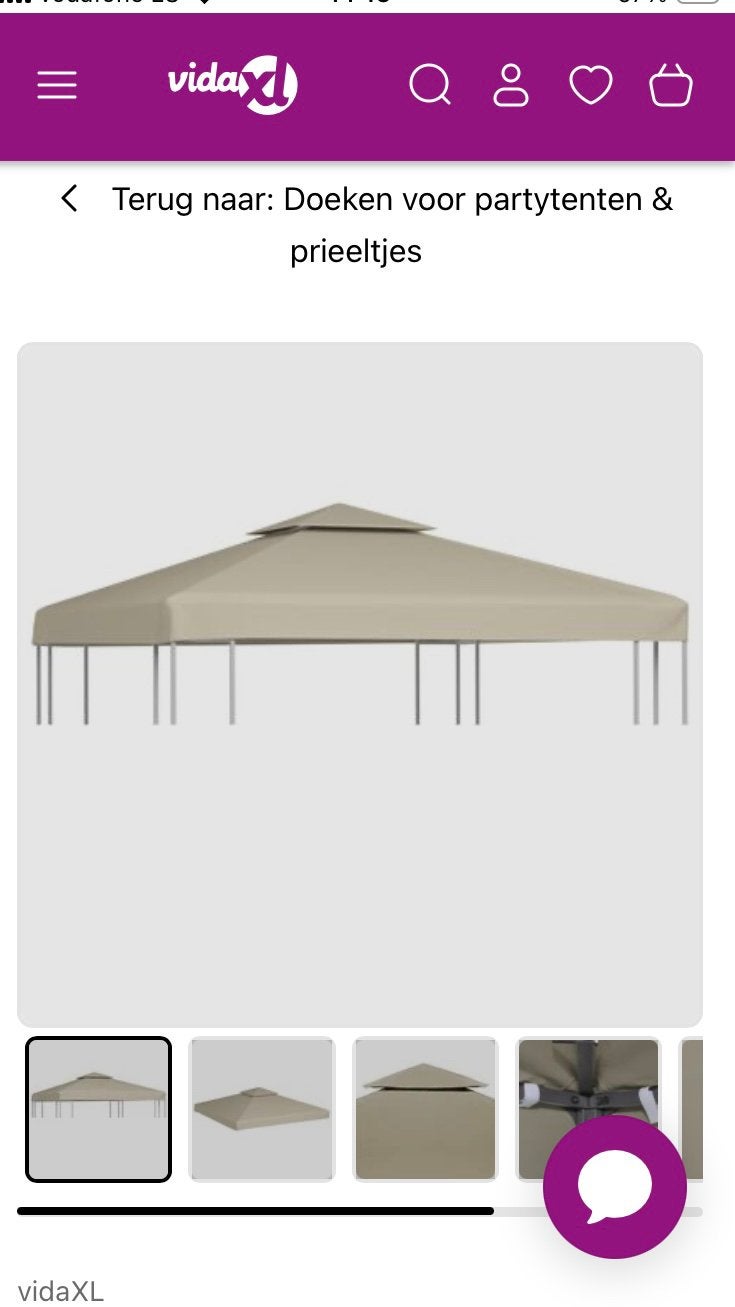 Nieuw vervangend tentdoek voor  prieel 3x3 m, Ophalen of Verzenden, Nieuw, Minder dan 5 meter, Paviljoen