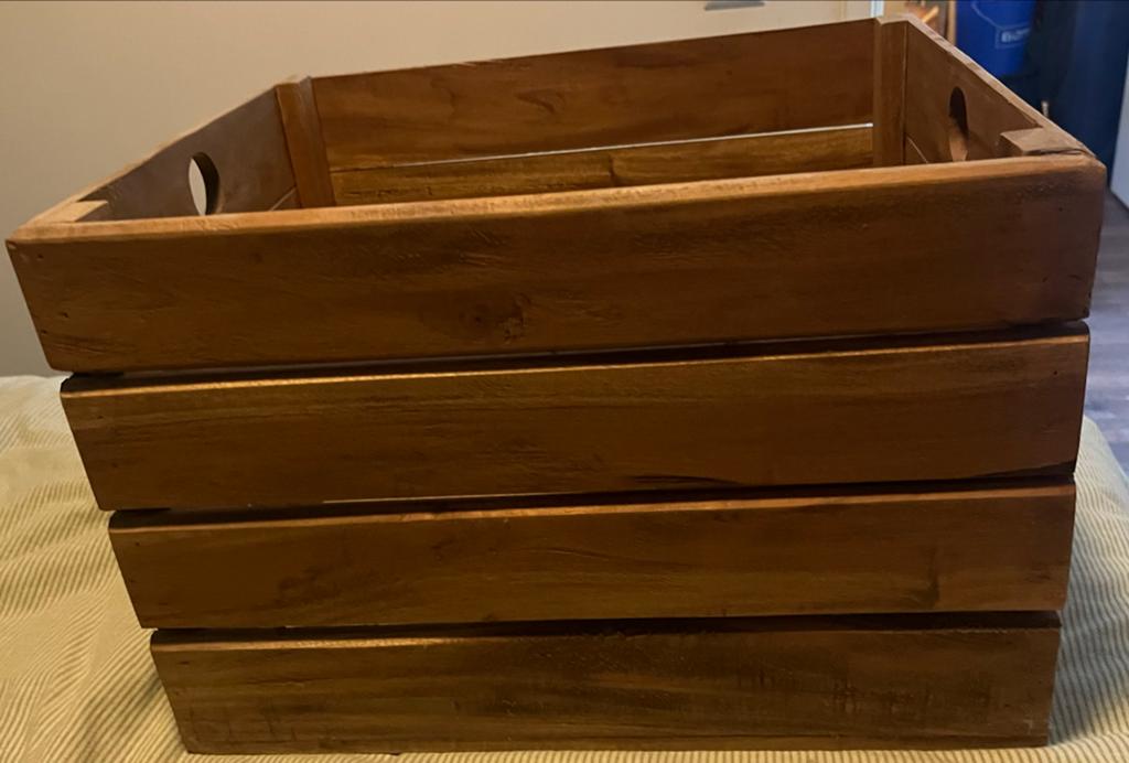 Houten opbergkrat - Teakhout, Huis en Inrichting, Woonaccessoires | Kisten, Zo goed als nieuw, Minder dan 50 cm, 50 tot 75 cm