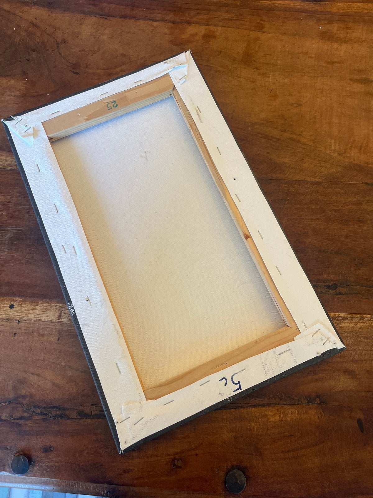 Diverse spielatten met opgespannen foto's (25x30-70cm), Ophalen, Gebruikt, Doek