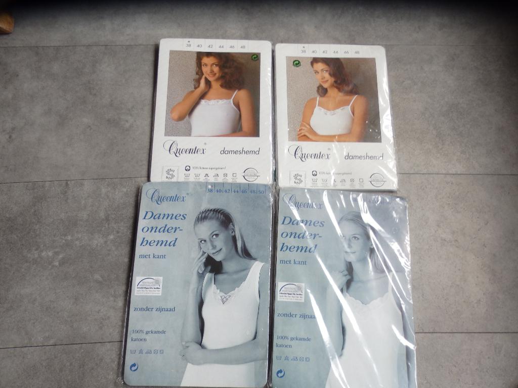 4 x Nieuwe Queentex Dames Onder Hemd met kant maat 38, Queentex, Ophalen of Verzenden, Wit, Hemd