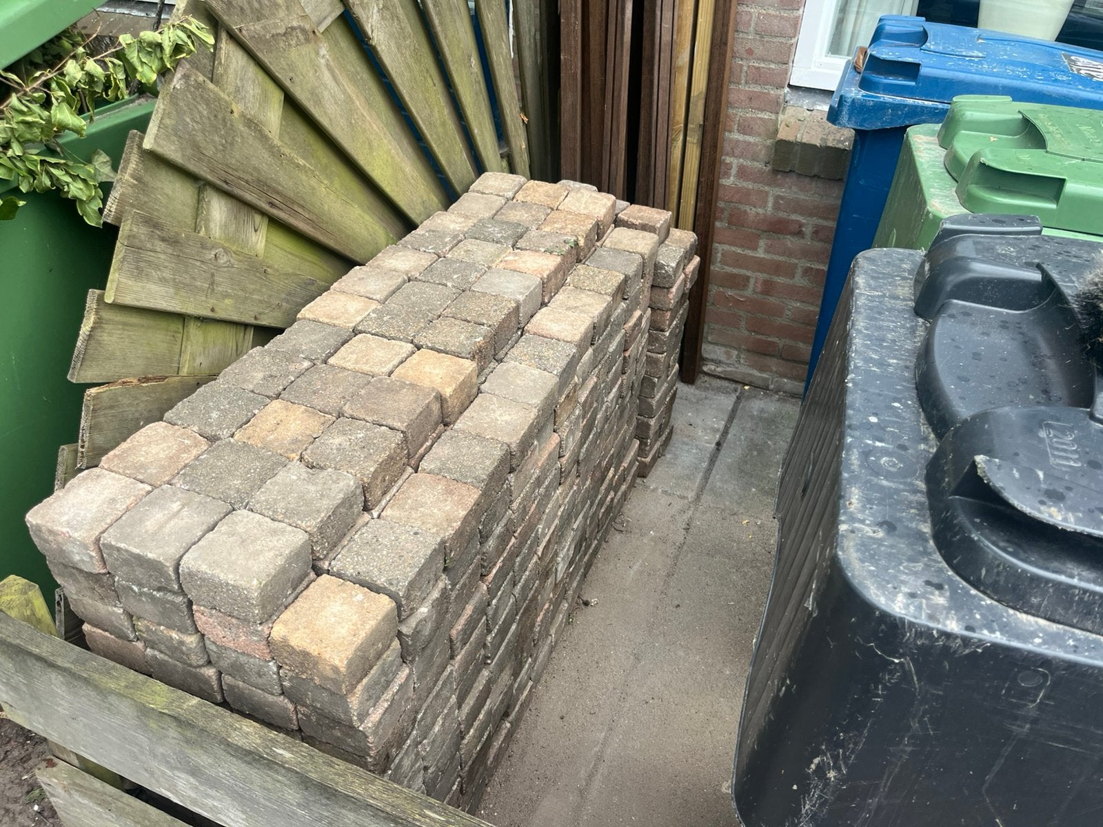 Getrommelde bestrating Tambour 10x10x6 oud bont, Tuin en Terras, Ophalen, Klinkers, 5 tot 10 m², Zo goed als nieuw