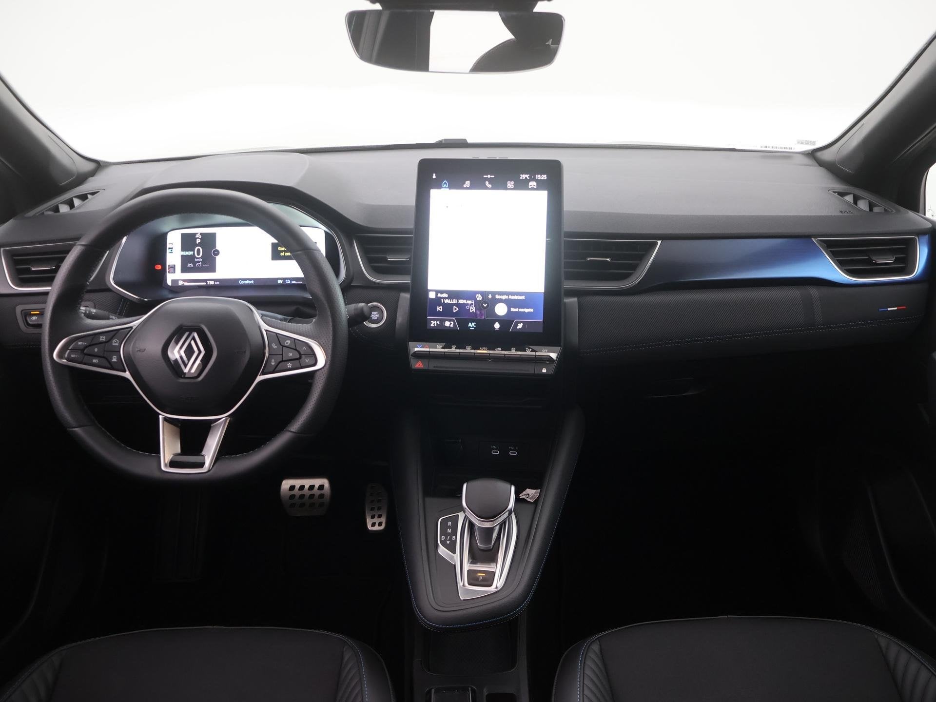 Renault Captur 1.6 E-Tech full hybrid 145 techno STUURVERW|1, Gebruikt, Leder en Stof, Zwart, Bedrijf