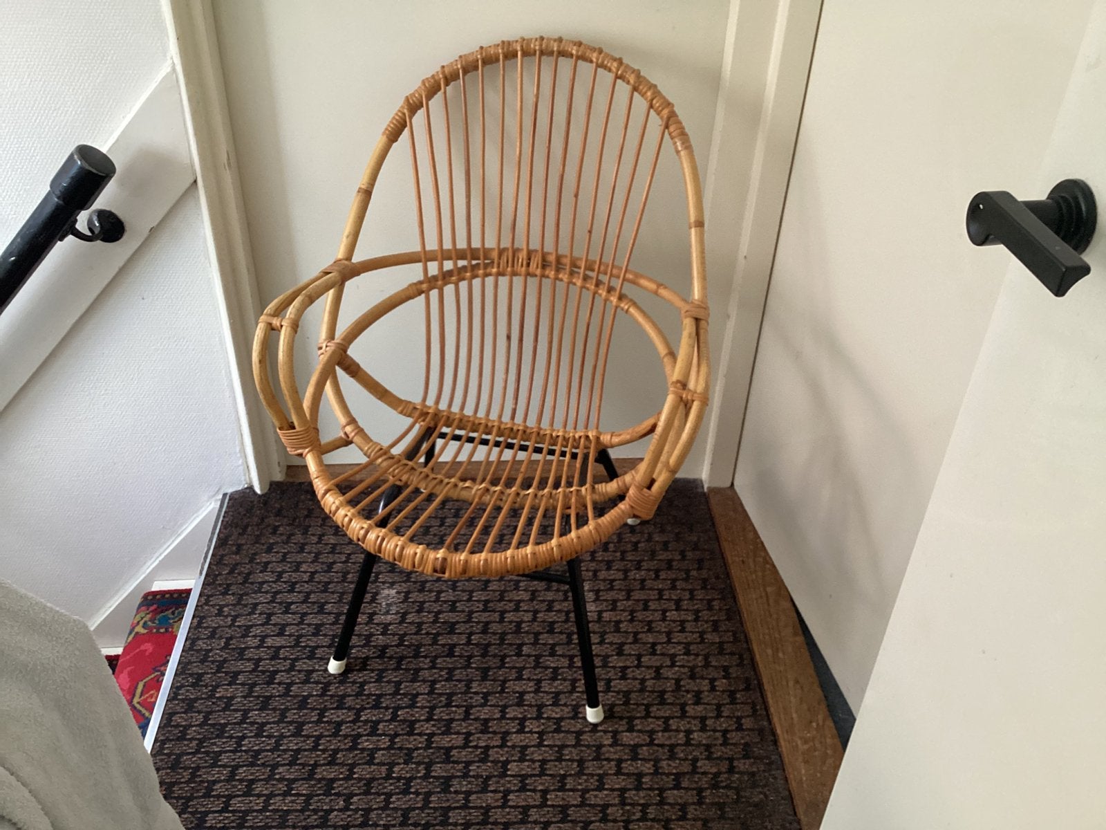 Puntgave rieten Stoel, Huis en Inrichting, Ophalen of Verzenden, Zo goed als nieuw, Bruin, Eén