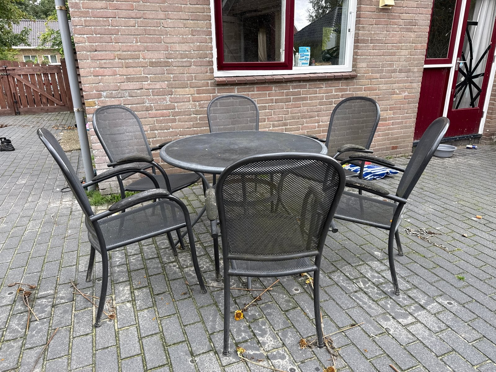 Tuinset met 6 stoelen - Gebruikt, maar in goede staat, Tuin en Terras, Ophalen, Overige materialen, Gebruikt, Eettafel