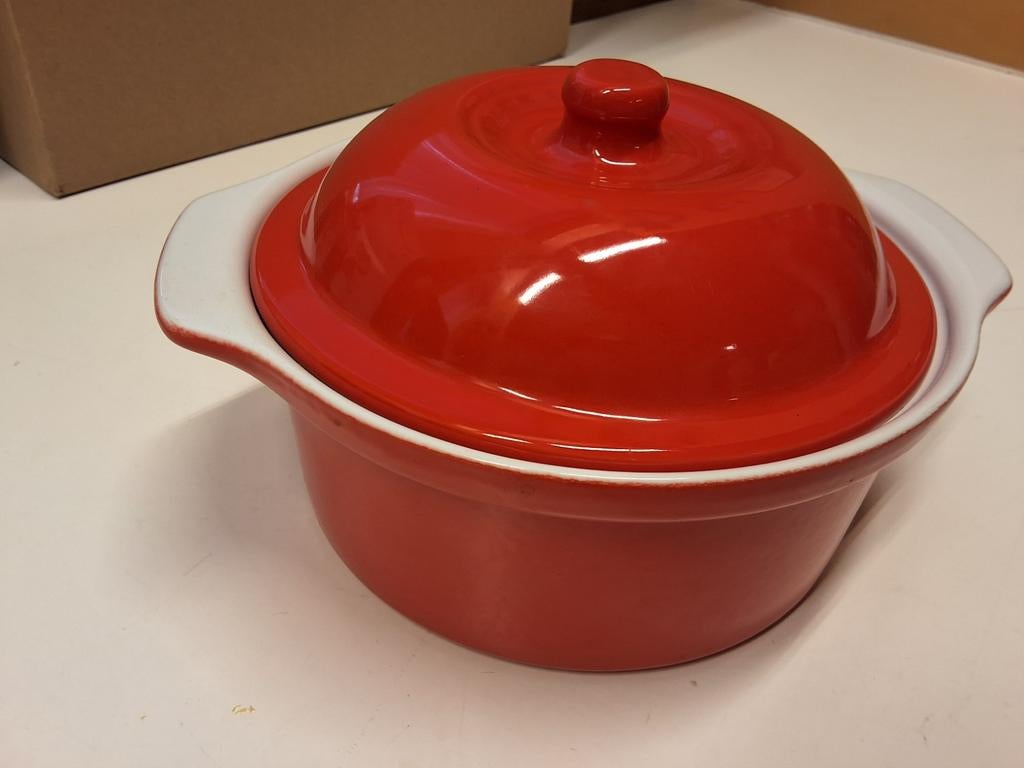 Rode ovenschaal met deksel, Ophalen of Verzenden, Gebruikt