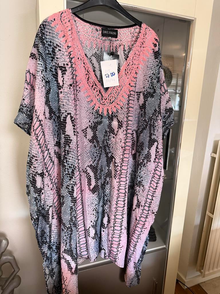 DRESSKINI Tuniek met Slangenprint past tot maat 56/58, Ophalen of Verzenden, Nieuw, Roze, Blouse of Tuniek