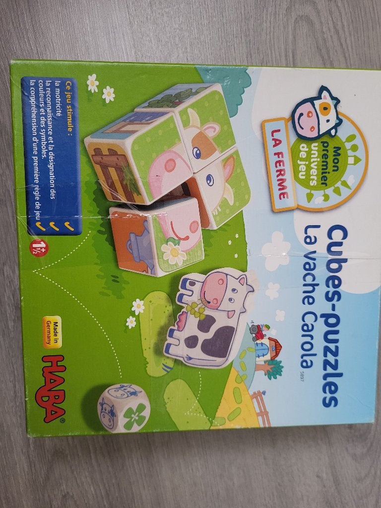 Haba Cubes Puzzels De Koe Carola, Ophalen of Verzenden, Gebruikt, 6 maanden tot 2 jaar
