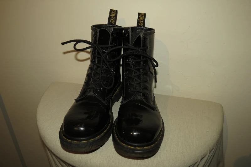 Dr Martens lak leren laarsjes stoer met veters ronde neus 37, Verzenden, Zwart, Lage of Enkellaarzen, Dr. Martens