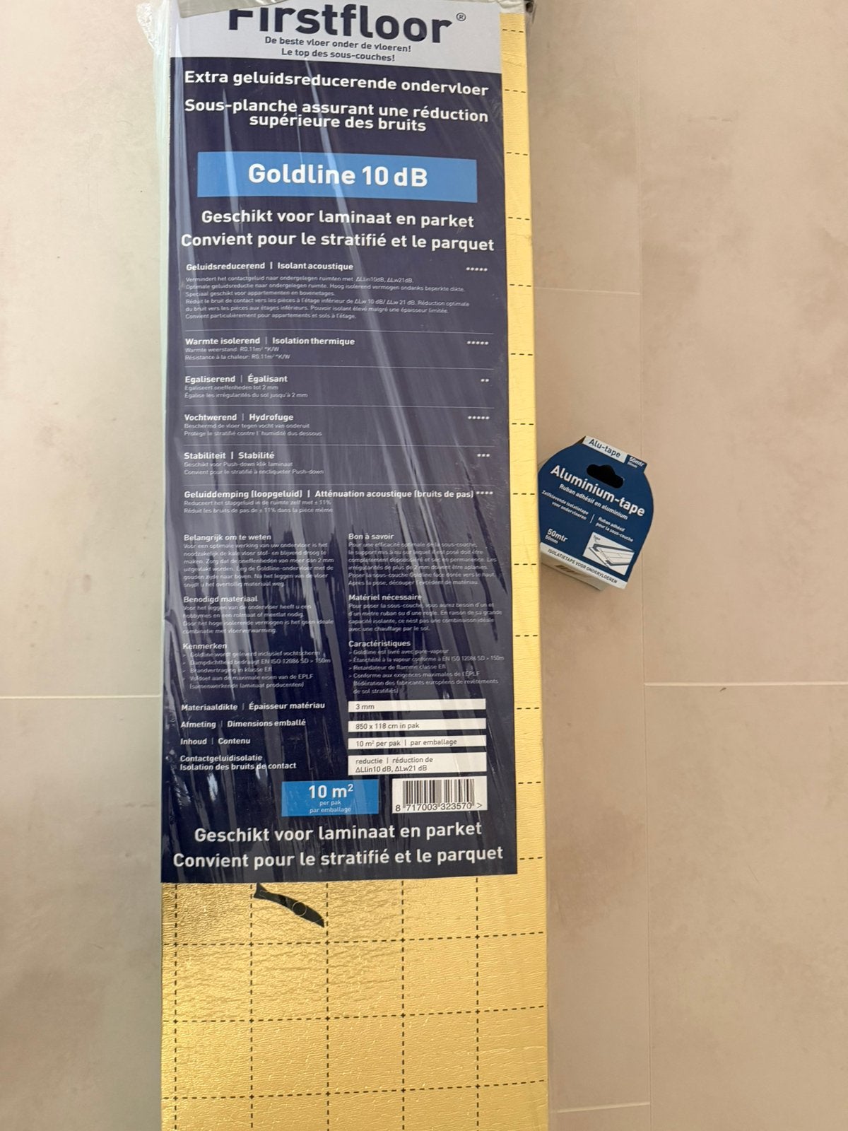 Firstfloor Goldline laminaat + Aluminium tape tbv ondervloer, Ophalen, Overige materialen, 30 cm of meer, 50 tot 150 cm