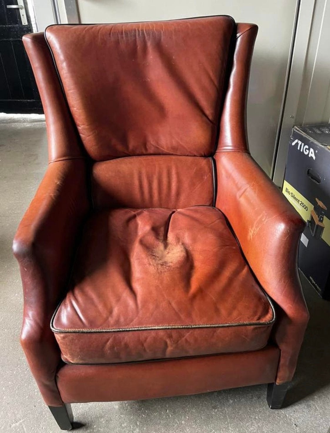 Fauteuil leer, Huis en Inrichting, Fauteuils, Ophalen of Verzenden, Zo goed als nieuw, 50 tot 75 cm, Leer