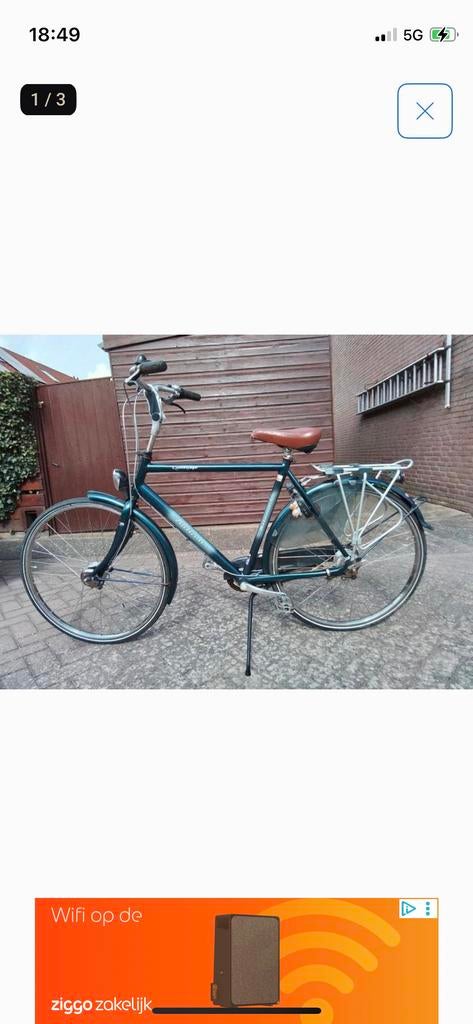 Herenfiets - Ideaal voor stadsgebruik, Gebruikt, Velgrem, 57 tot 61 cm, Ophalen