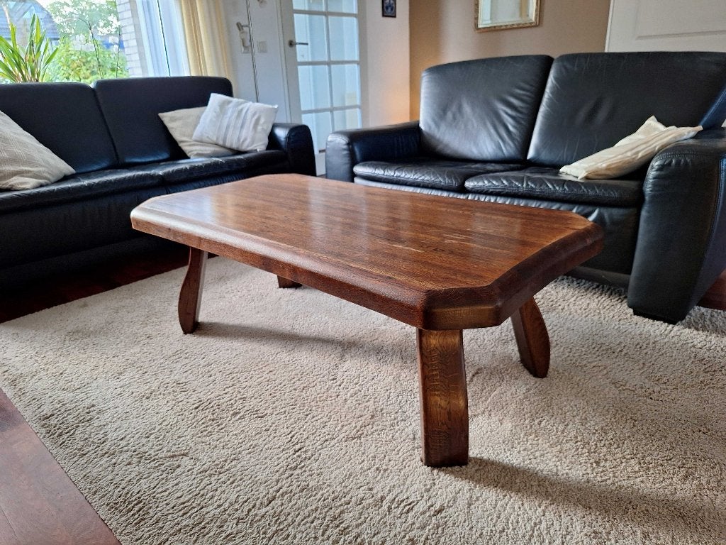 Robuste eiken salontafel, Ophalen, Gebruikt, 100 tot 150 cm, Eikenhout