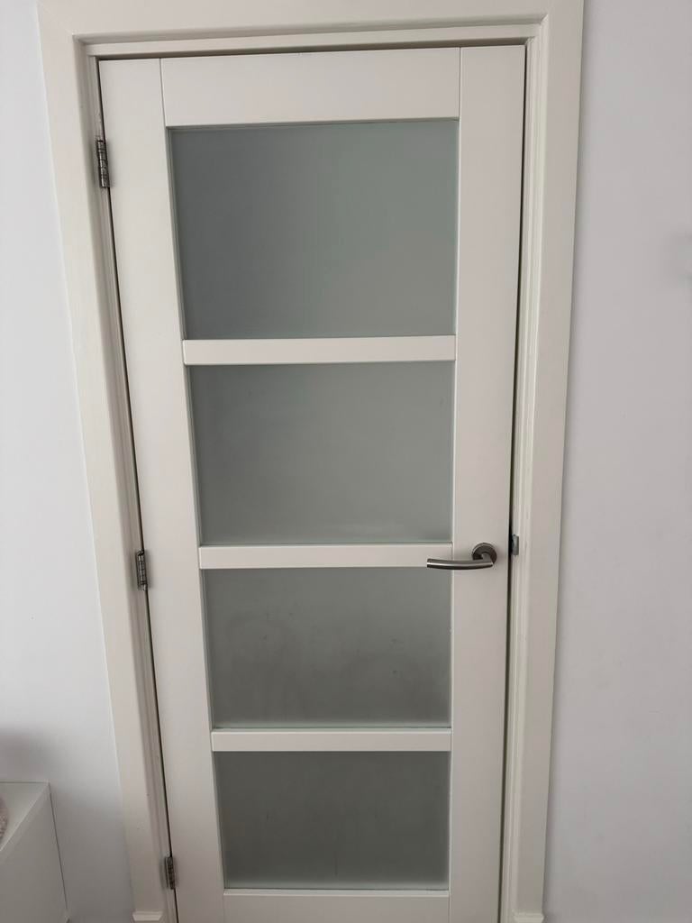 Binnendeur met mat glas 78x199 cm, Doe-het-zelf en Verbouw, Deuren en Horren, Ophalen, Gebruikt, Minder dan 80 cm, Binnendeur