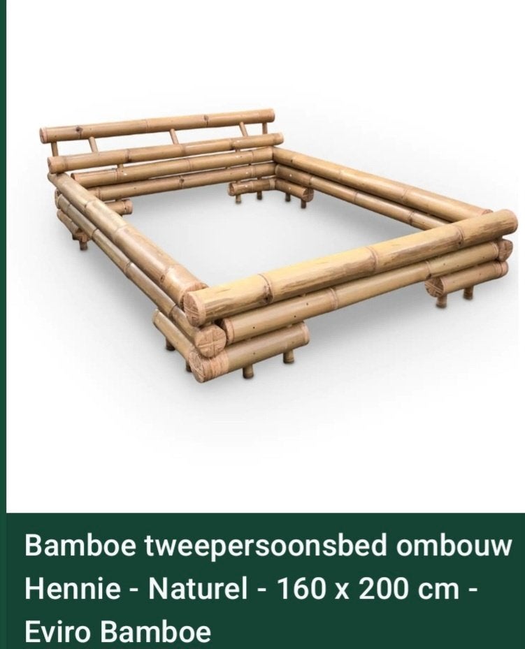 Bamboe bed ombouw, Ophalen of Verzenden, Gebruikt, Tweepersoons, Hout