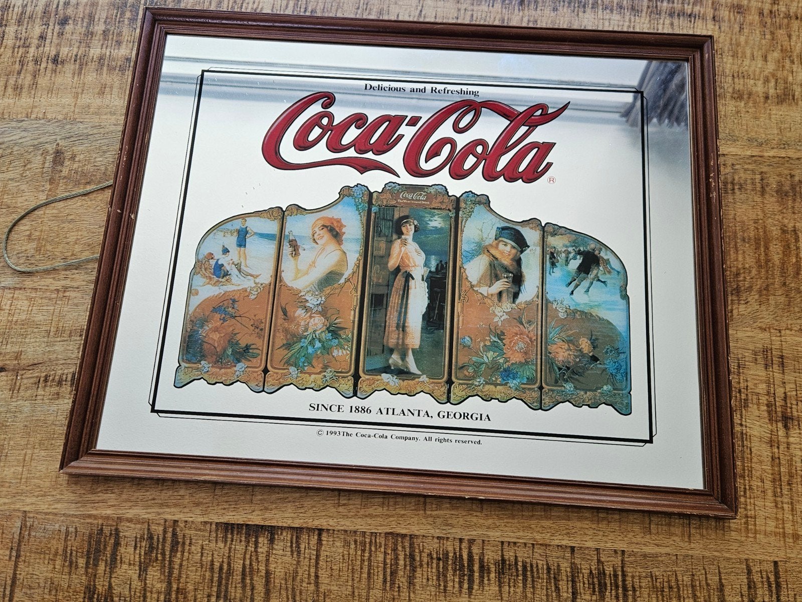 Vintage Coca-Cola Spiegel - Super Gaaf!, Gebruikt, Ophalen of Verzenden, Minder dan 100 cm, Rechthoekig