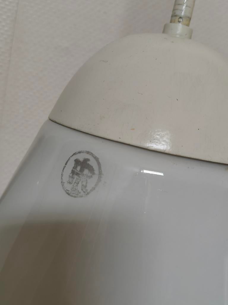 Vintage schoollamp jaren 50 – Gispen stijl – opaalglas, Ophalen, Gebruikt, Glas