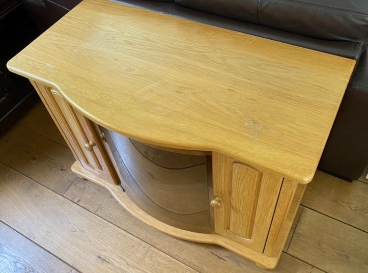 TV-meubel eikenhout, 97x49,5x68 cm (bxdxh), Ophalen, Glas, Gebruikt, 50 tot 100 cm