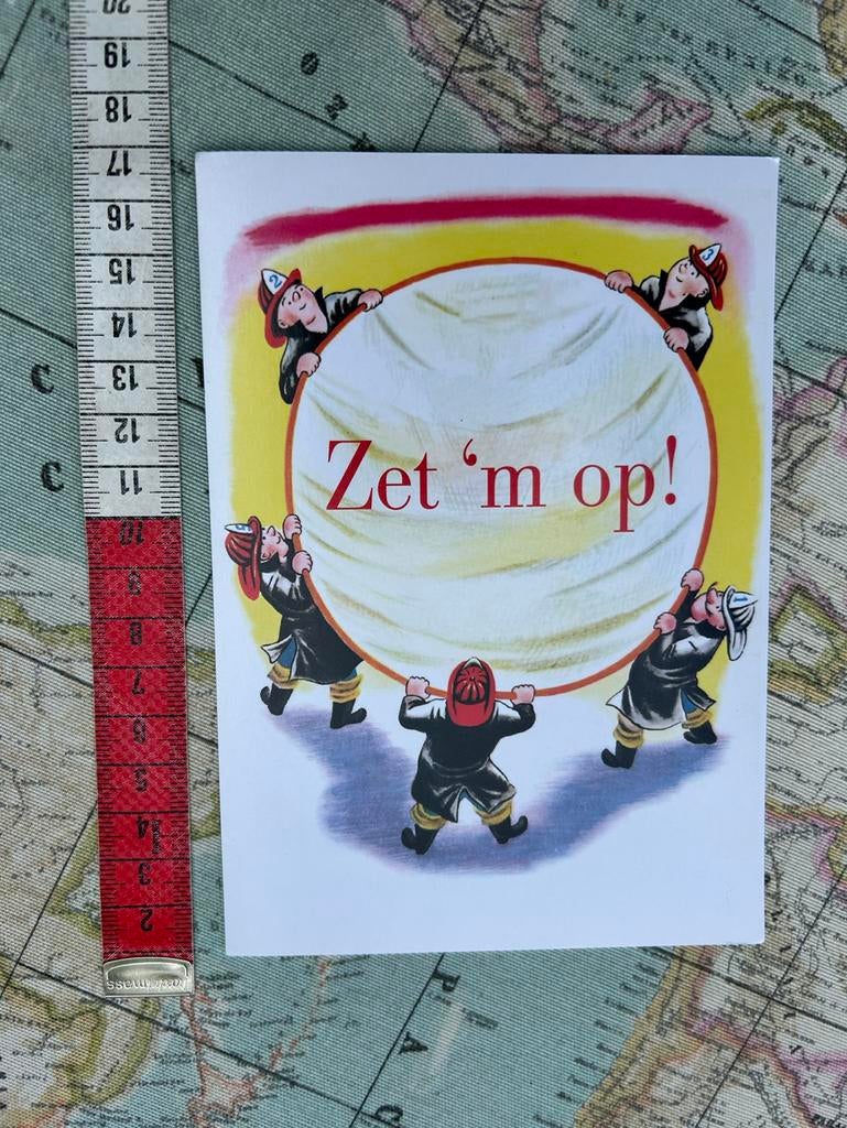 2280. Kaart illustr vangnet brandweer, Ophalen of Verzenden, Ongelopen