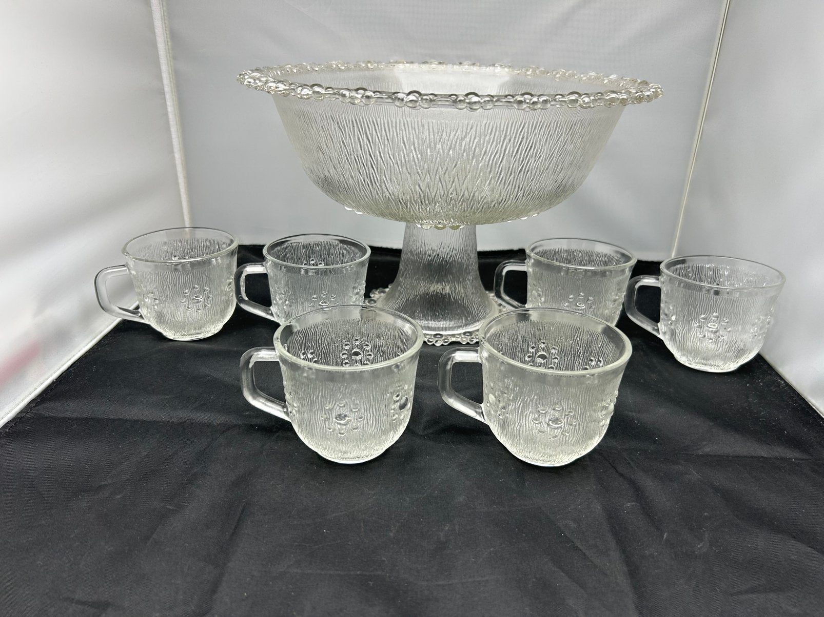 Vintage Masserini Barocco Glazen Punchset Ijsglas Italië, Ophalen, Vintage, Compleet servies, Glas