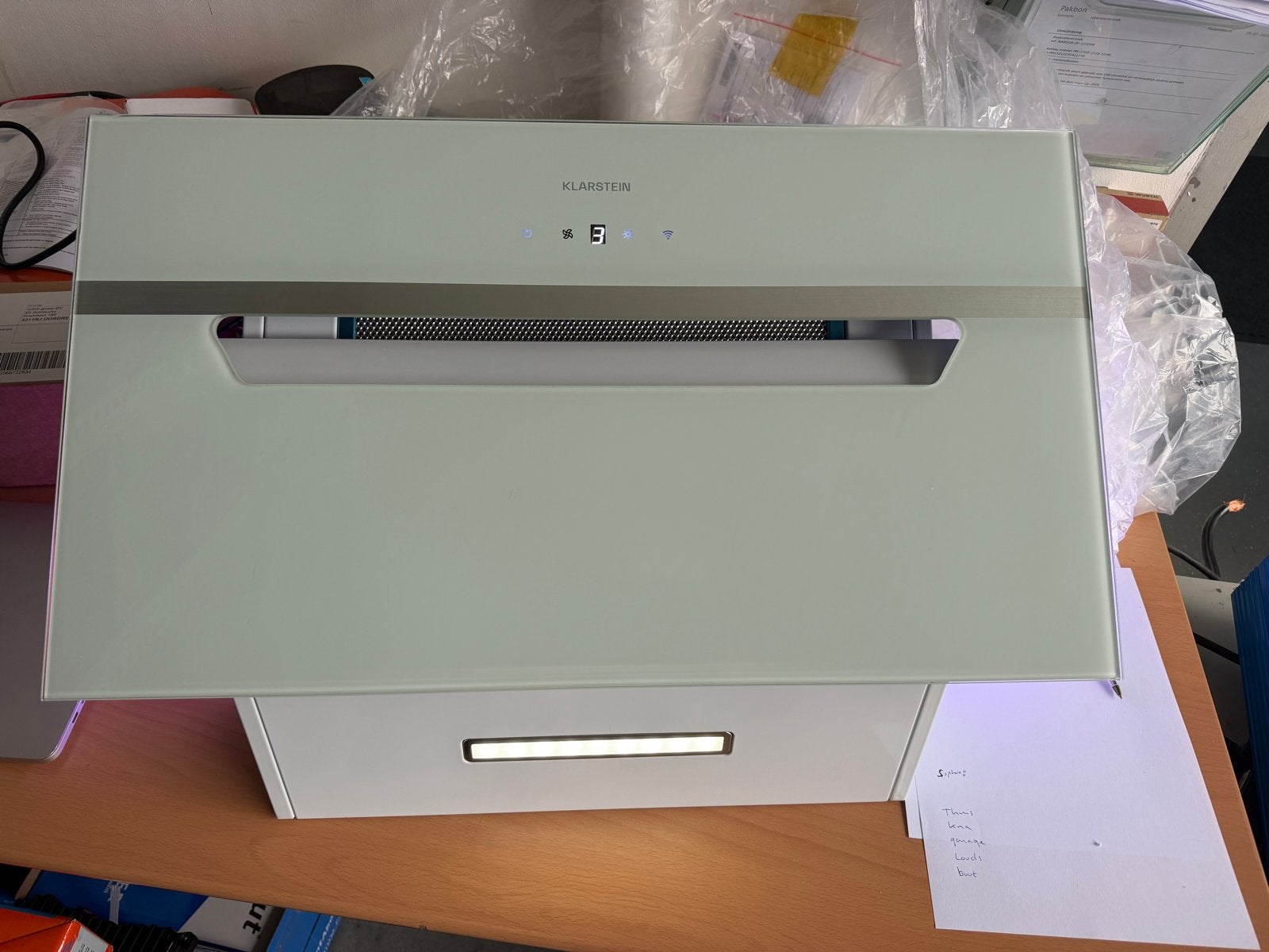 Klarstein BIG BITE Afzuigkap - Nieuw met minimale glasschade, Witgoed en Apparatuur, Motor, Nieuw, Ophalen of Verzenden, Vlakschermkap