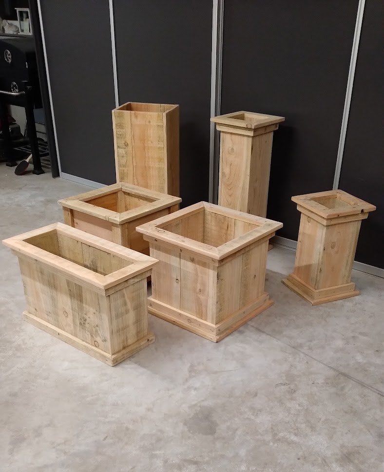 Douglas houten bloembakken, bloembakpilaren, plantenbakken, Ophalen, Vierkant, Nieuw, Binnen