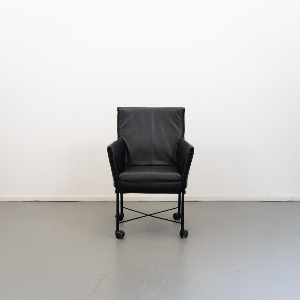 8x Montis Geraldine Eetkamerstoel Zwart Leer - Zwart/Wiel, Niet ingevuld, Minder dan 75 cm, Niet ingevuld, Ophalen of Verzenden