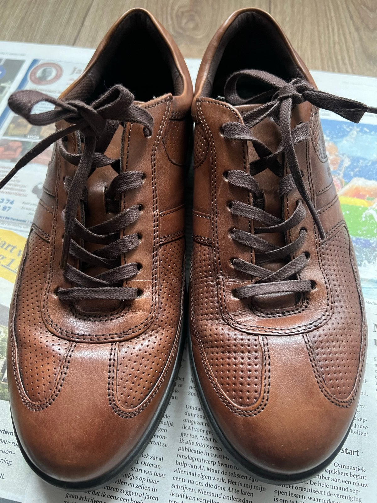 Ecco herenschoenen maat 42, bruin leer, Ophalen, Bruin, Sneakers of Gympen, Gedragen