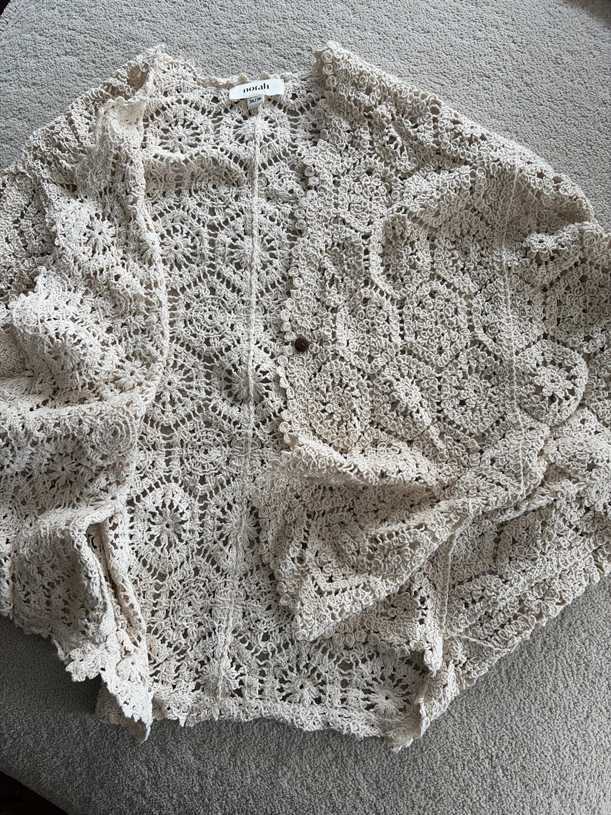 Norah gehaakt vestje maat 34/36, Verzenden, Zo goed als nieuw, Maat 34 (XS) of kleiner, Beige