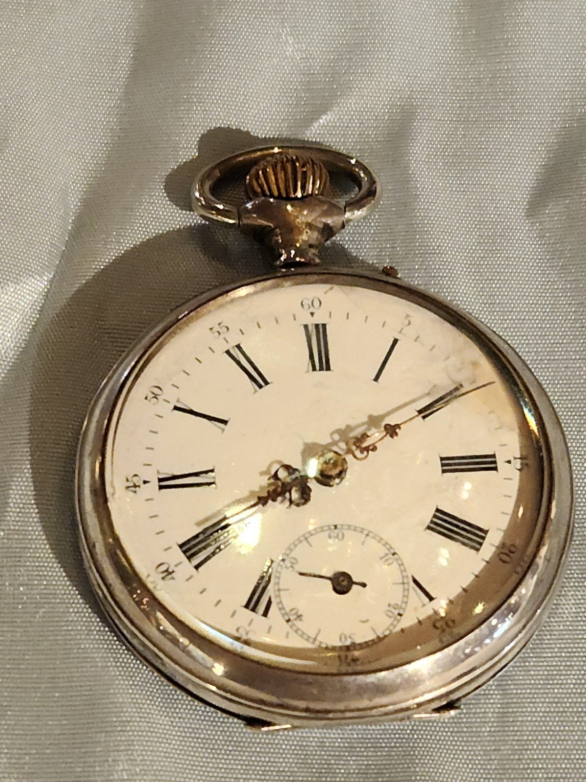 Antiek zilveren zakhorloge met gedetailleerde gravure, Overige merken, Zakhorloge, Ophalen of Verzenden, Voor 1900