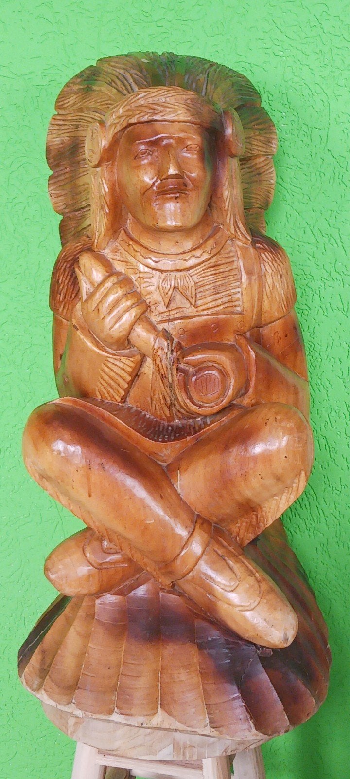 MASSIEF HOUTEN INDIAAN BEELD, Antiek en Kunst, Ophalen, Hout, 50 - 100 cm