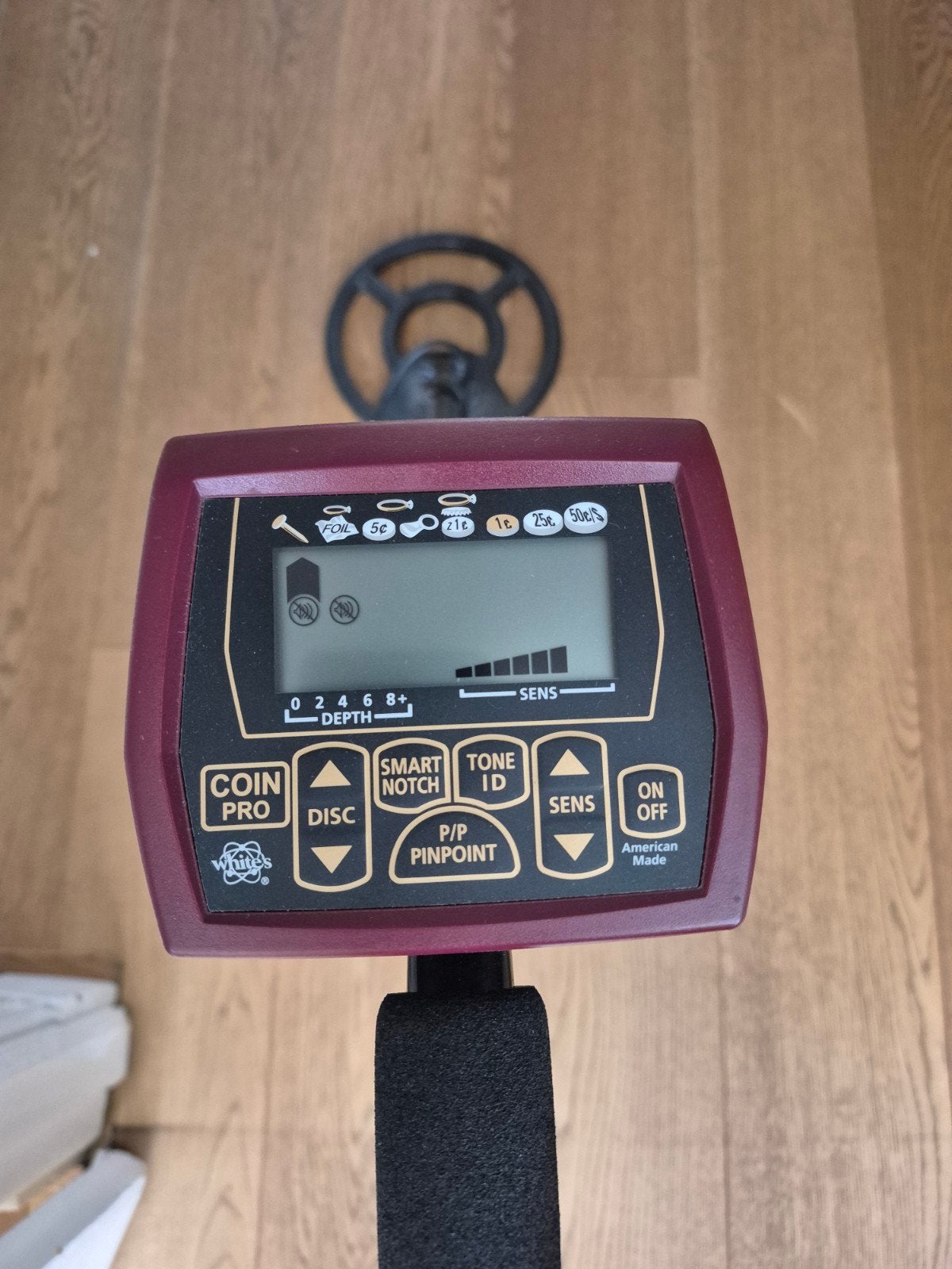 White's Coin Pro metaaldetector met schepje koptelefoon., Ophalen of Verzenden, Gebruikt, White's, Discriminatie metaaldetectie