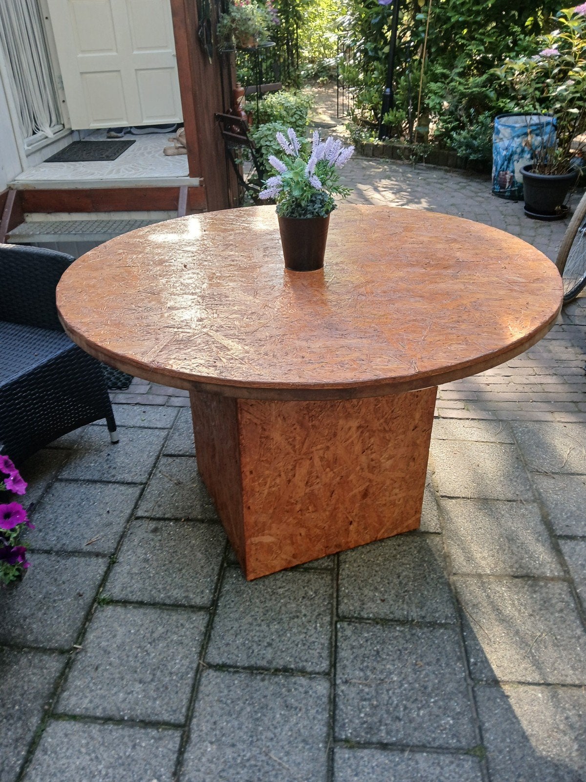 Tuintafel 120 cm diameter 75 hoog, Ophalen of Verzenden, Nieuw, Rond, Hout