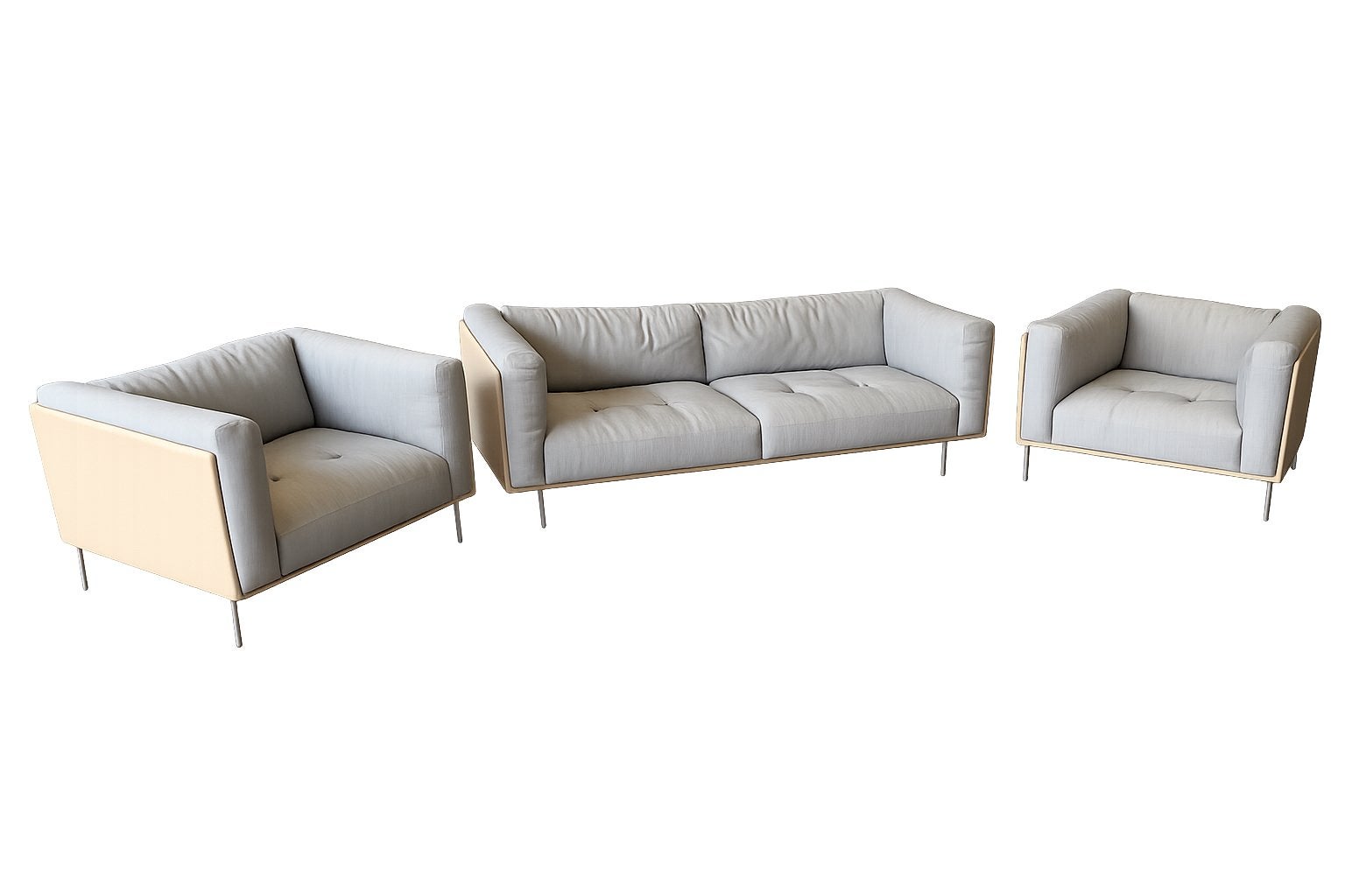 Living Divani bank en 2 fauteuils, Ophalen, 75 tot 100 cm, Zo goed als nieuw, Rechte bank