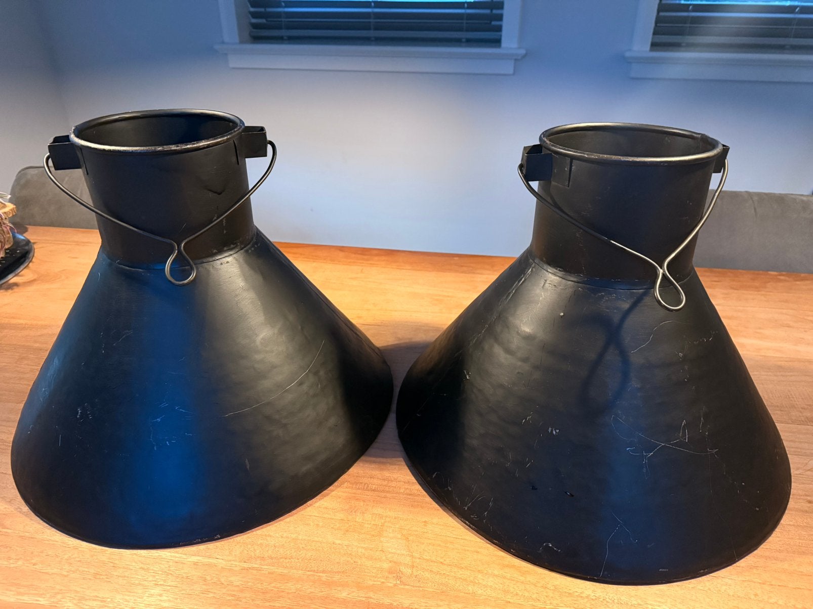 Metalen industriele vintage lampenkappen, Gebruikt, Zwart, Rond, Ophalen
