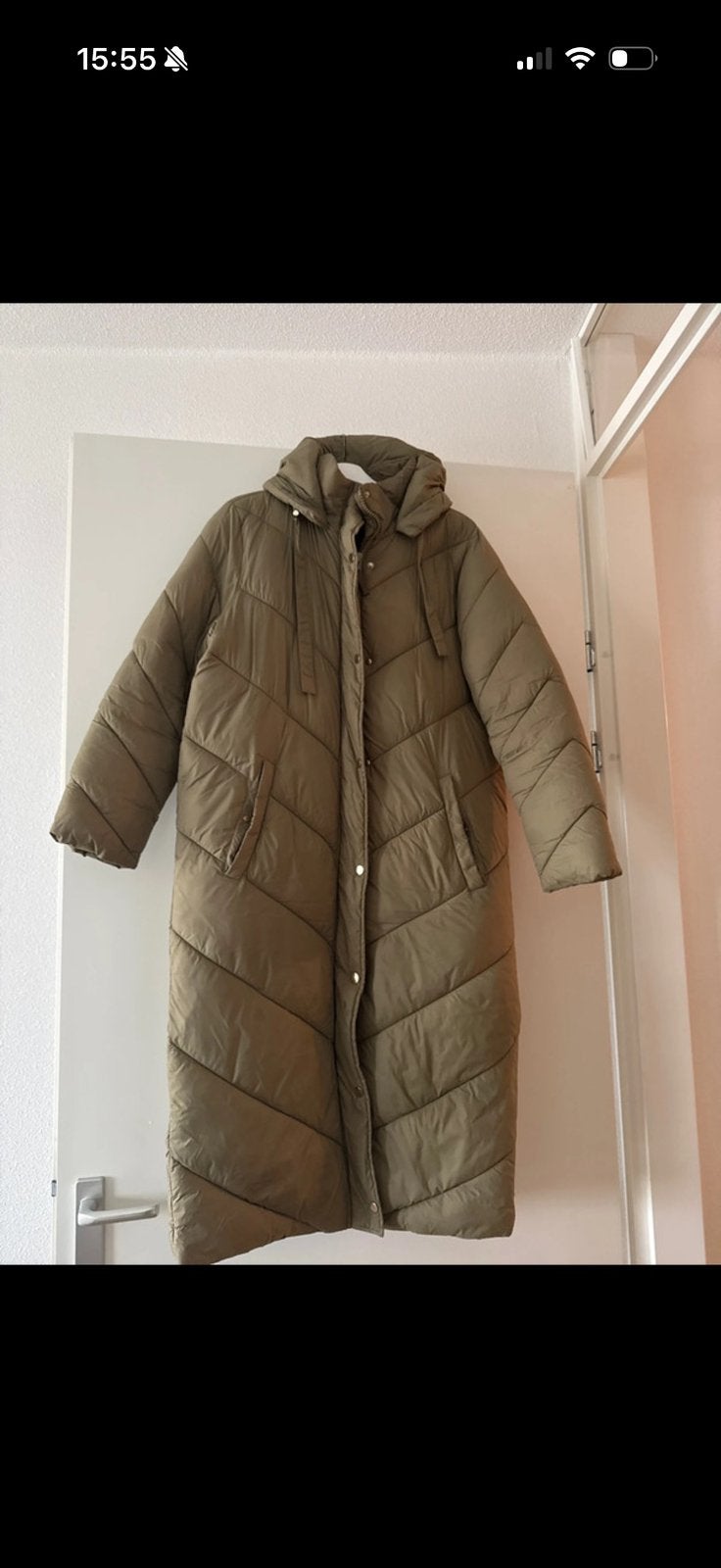 Lange warme winterjas Saint Tropez L/XL met capuchon, Kleding | Dames, Jassen | Winter, Ophalen, Zo goed als nieuw, Maat 46/48 (XL) of groter