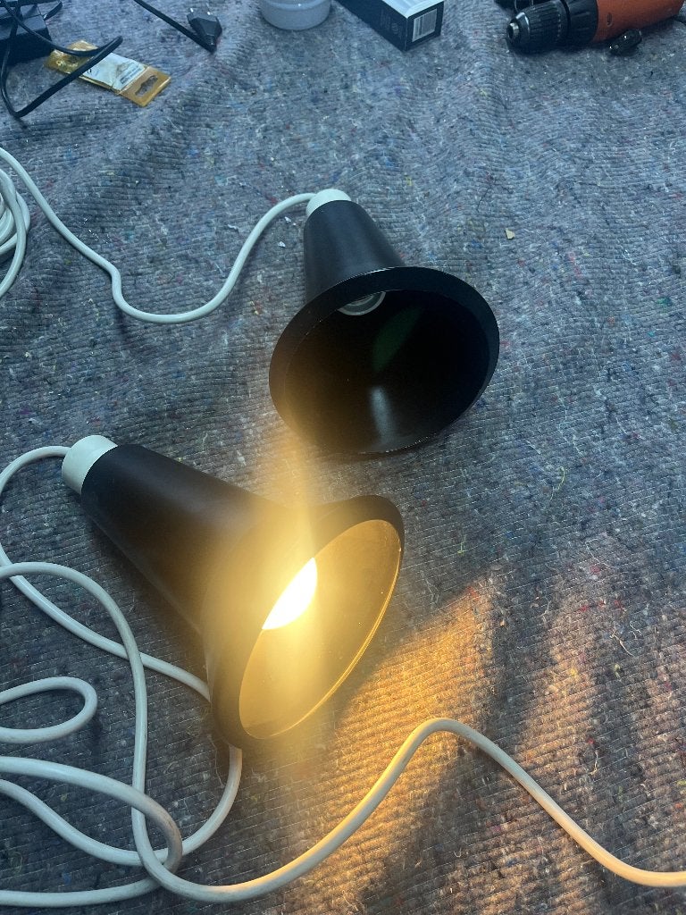 2x Anvia Hanglampen Industrieel Fifties Vintage, Ophalen, Gebruikt, E14 (klein), Vintage Fifties Retro