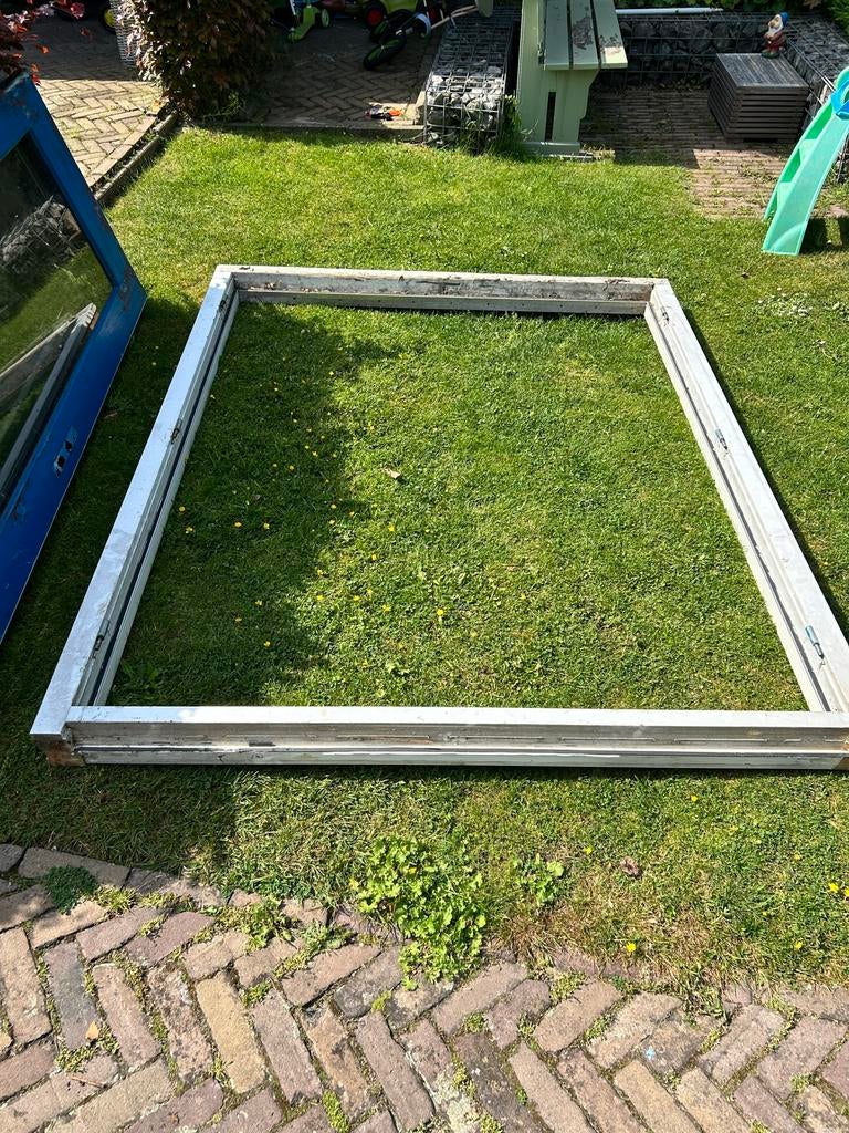Houten kozijn met dubbele deuren, inclusief glas, Ophalen, Deurkozijn, 225 cm of meer, Zo goed als nieuw