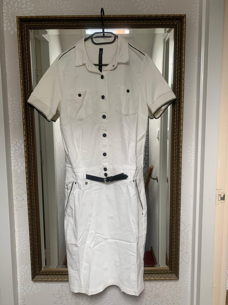 Jurk Zip73 jeans wit/crème maat L, boven de knie, Wit, Maat 42/44 (L), Ophalen of Verzenden, Zo goed als nieuw