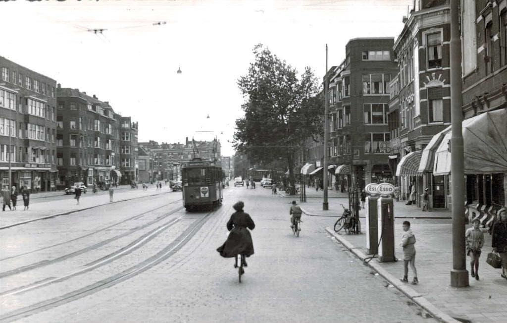 ROTTERDAM Vlietlaan Esso pompen Tram Winkels Volk, Verzenden, 1940 tot 1960, Ongelopen, Zuid-Holland