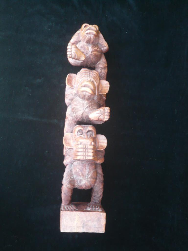 Beeld apen houtsnijwerk, Antiek en Kunst, Houtsnijwerk, Natuurlijk materiaal, Bruin, Overige stijlen