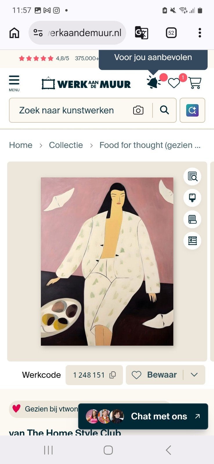 Doek 'Food for Thoughts' 80x100 cm, Ophalen of Verzenden