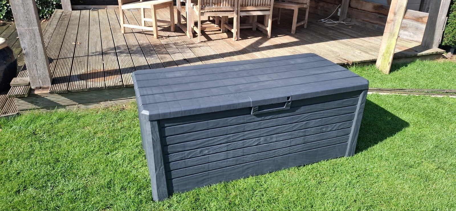 Grote kussenbox / tuinkist 145 cm – Antraciet, Tuin en Terras, Ophalen, Zo goed als nieuw