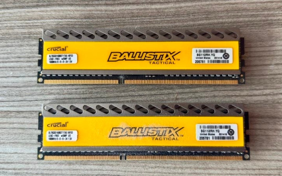 2x Crucial Ballistix Tactical DDR3 geheugenmodules 16 gb, DDR3, Ophalen of Verzenden, Zo goed als nieuw, Desktop