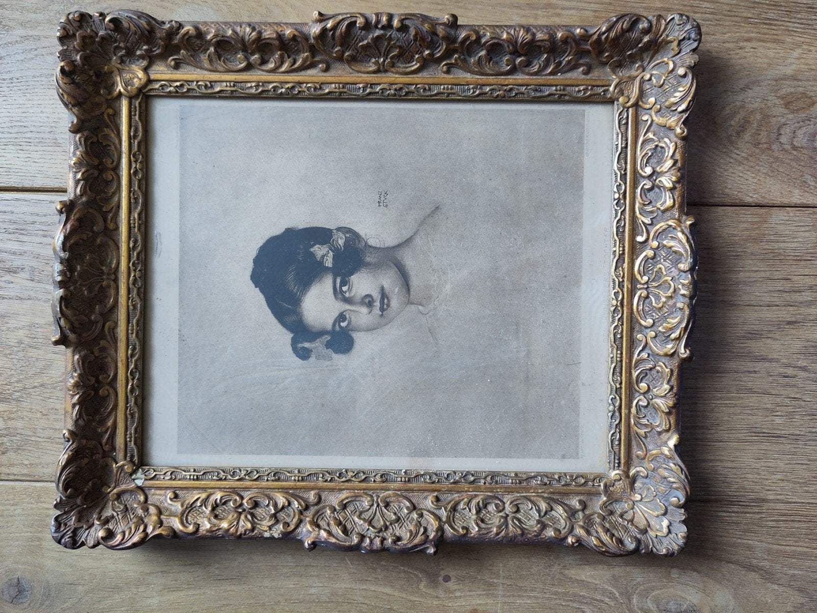 Antieke ingelijste prent van Franz von Stuck, Antiek en Kunst, Kunst | Tekeningen en Foto's, Ophalen of Verzenden, Tekening, Lithografie