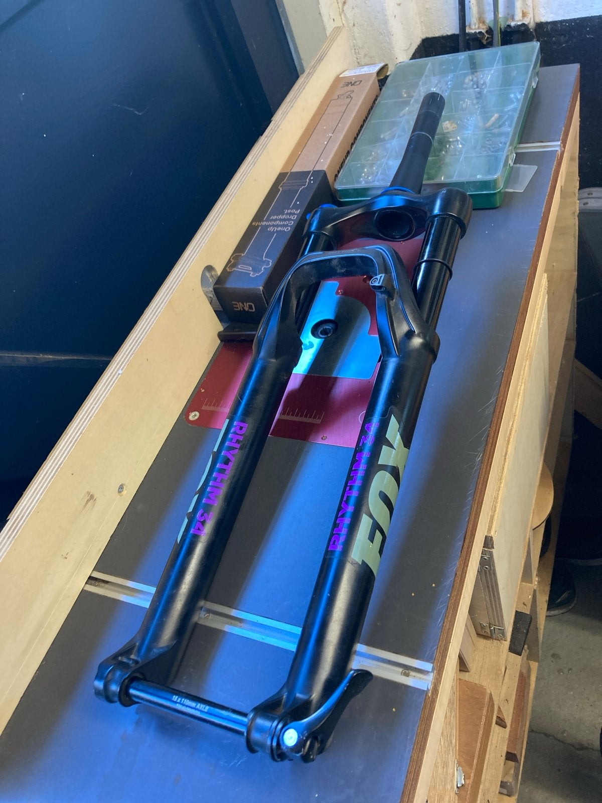 Fox Rhythm 34 Voorvork - 29" - 130mm veerweg, Ophalen, Gebruikt, Mountainbike, Voorvork