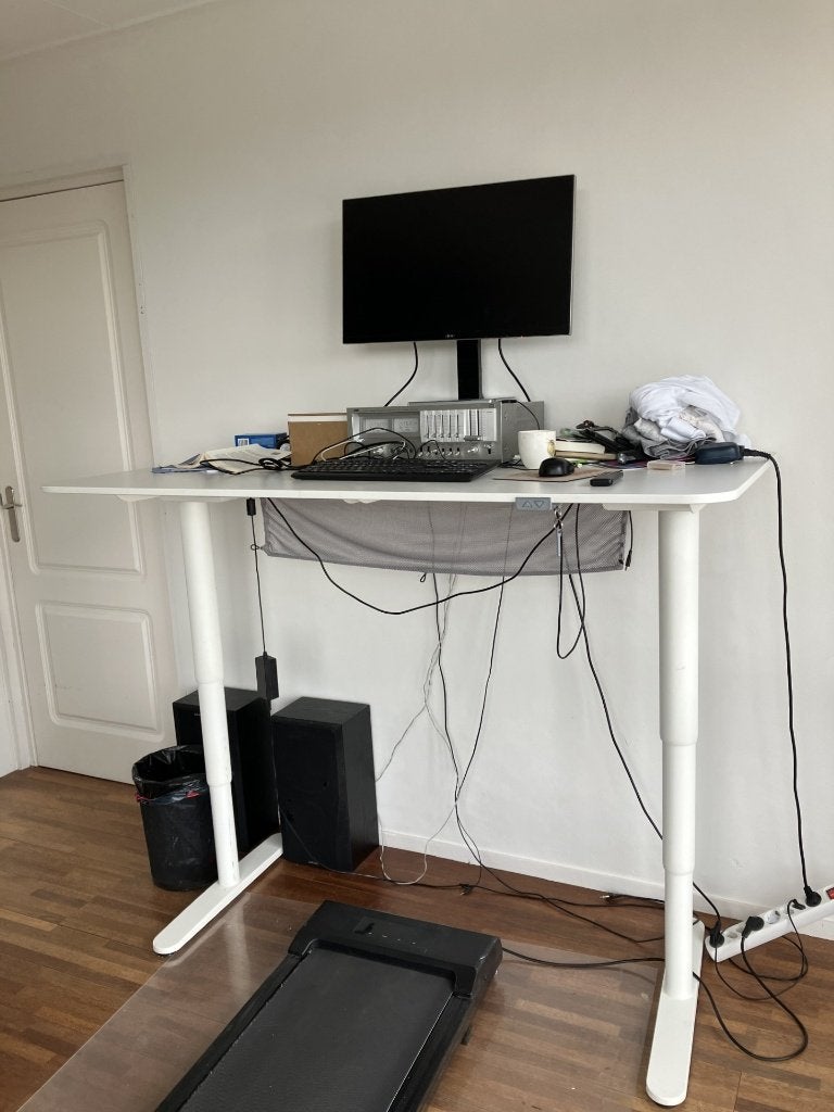 IKEA elektrisch zit/sta bureau 160x80 wit, Huis en Inrichting, Bureaus, Ophalen, Zit-sta bureau, 160 cm, In hoogte verstelbaar