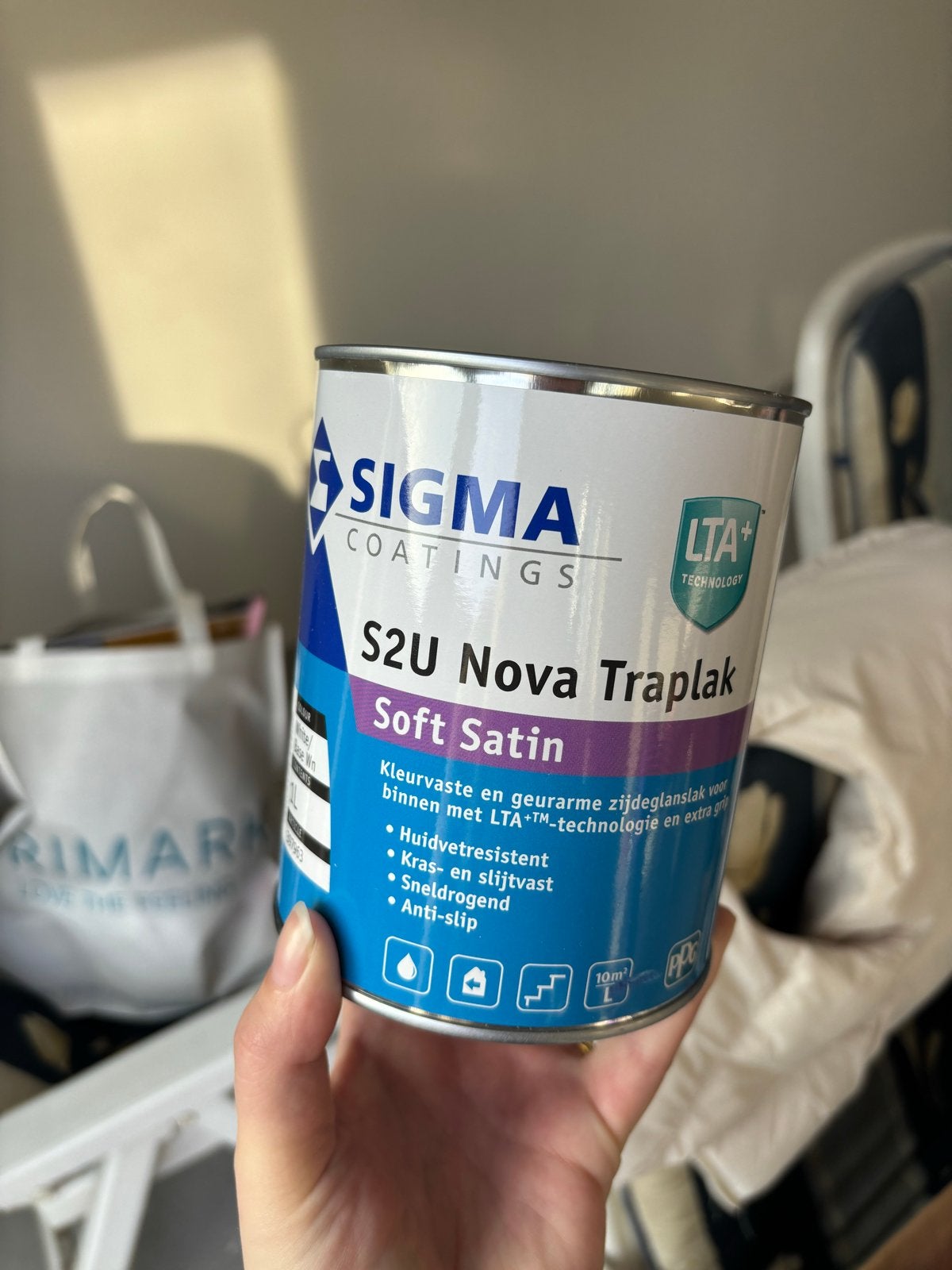 Nieuwe Sigma S2U Nova Traplak Soft Satin RAL 9010 1L, Ophalen, Wit, Nieuw, Lak