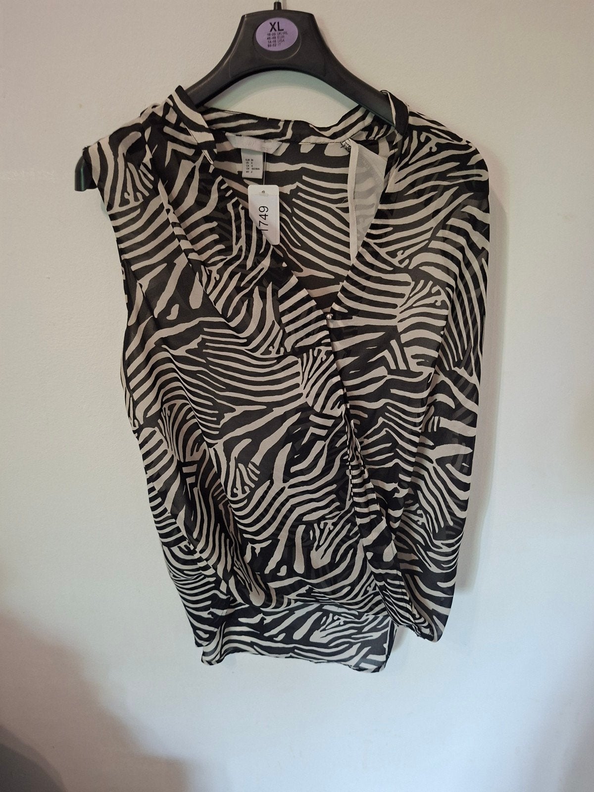 H&M Blouse met Zebraprint - Maat 36, H&M, Zwart, Ophalen of Verzenden, Zo goed als nieuw