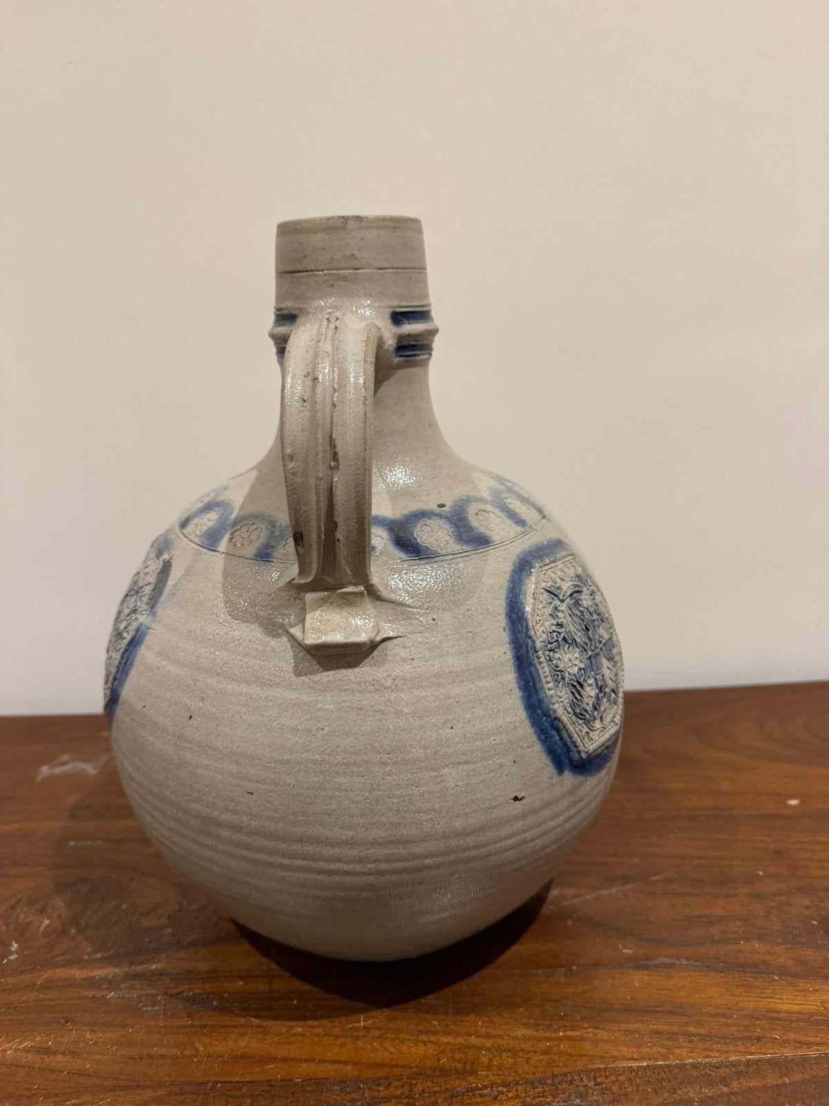 Antieke Steengoed kan uit westerwald blauw op grijs 1682, Ophalen, Zo goed als nieuw, Blauw