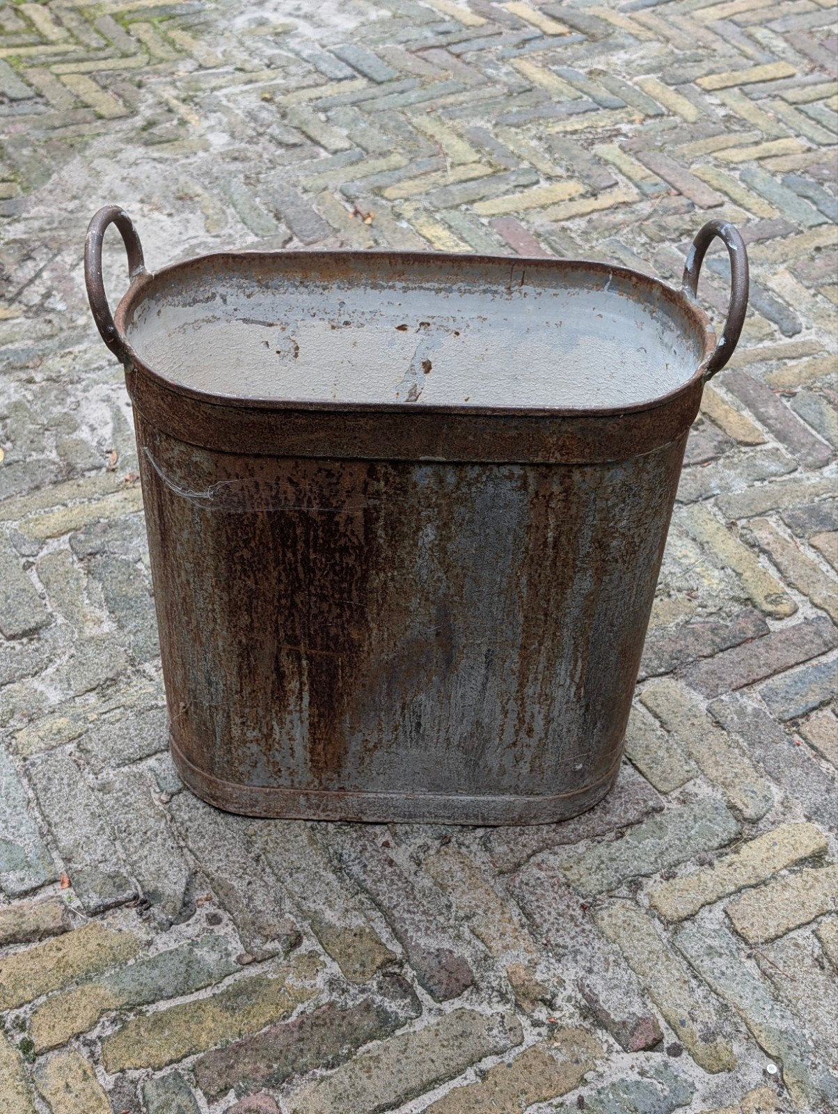Antieke zinken was/vloeistof tobbe, Ophalen, Gebruikt, Zink